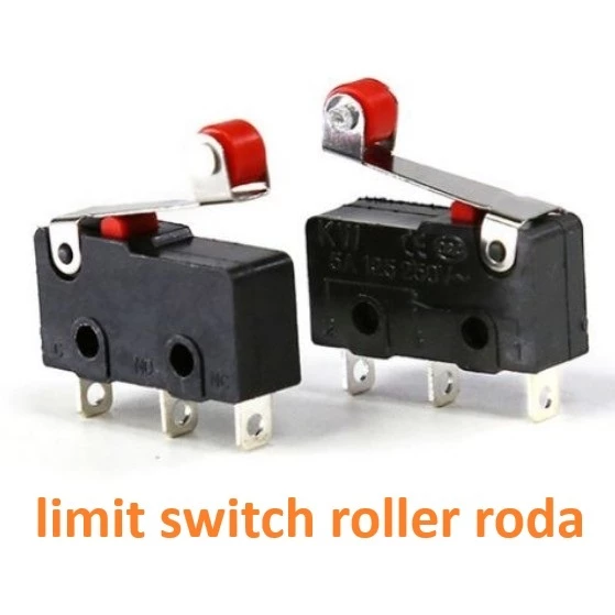Micro limit switch roller roda Saklar 3p 3 pin Gagang 5A 250V NO NC SPDT - Slide 1