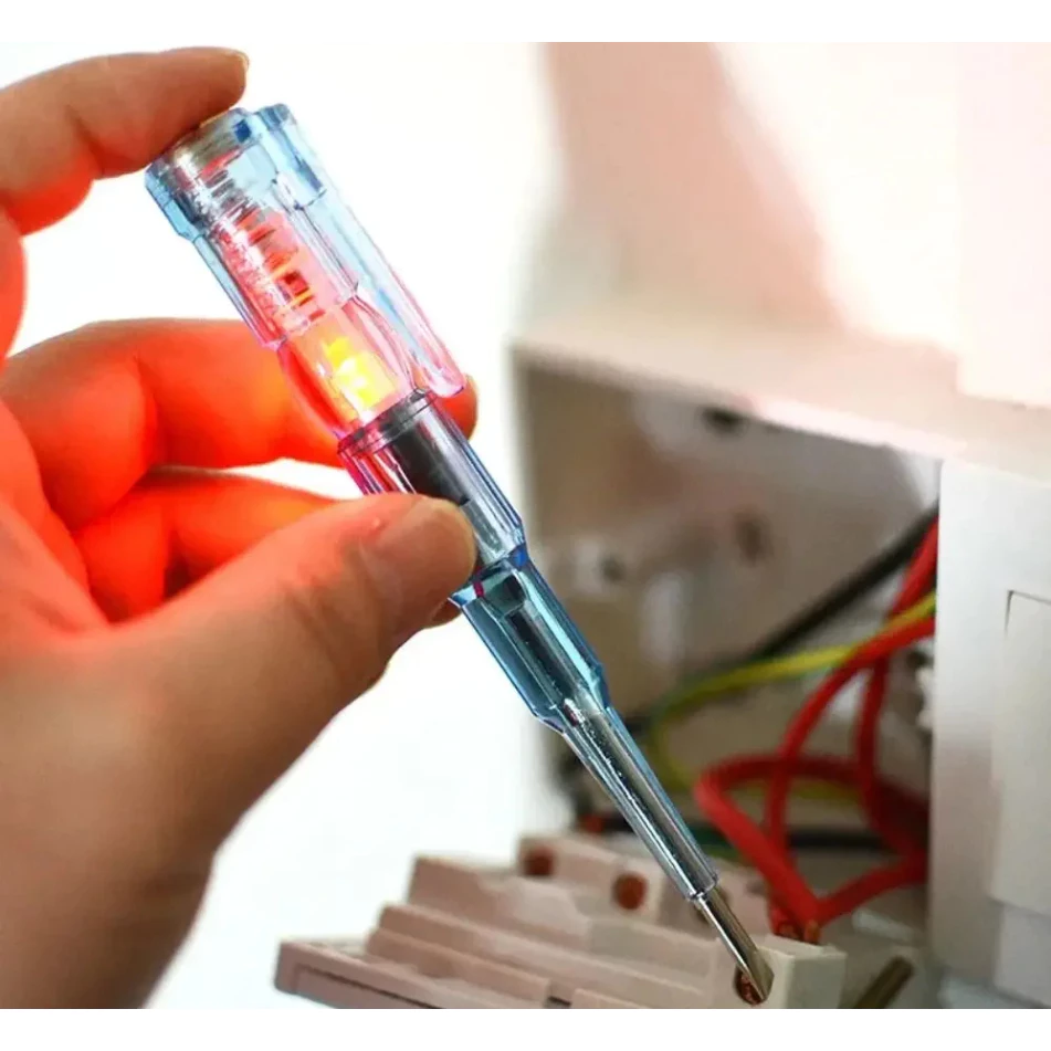 Obeng tespen test pen listrik merah lampu Pendeteksi Indikator Tegangan AC PLN - Slide 1