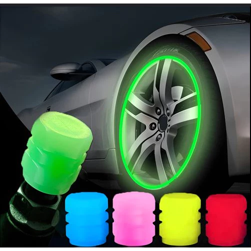 Tutup Pentil Roda Ban Mobil Motor Sepeda Bercahaya Glow In The Dark Neon Glowing luminous - Slide 1