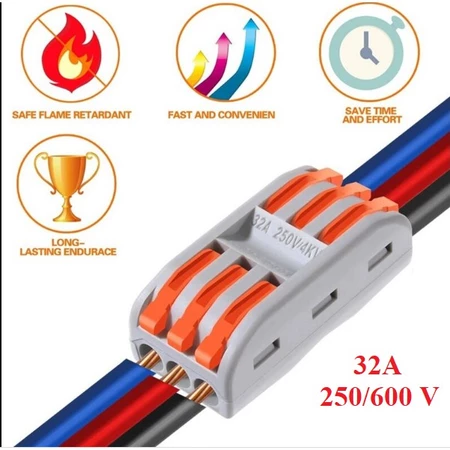 Terminal Paralel 3 ke 3 Wire Line Sambungan Konektor Connector Jalur Kabel Cage Clamp - Slide 1