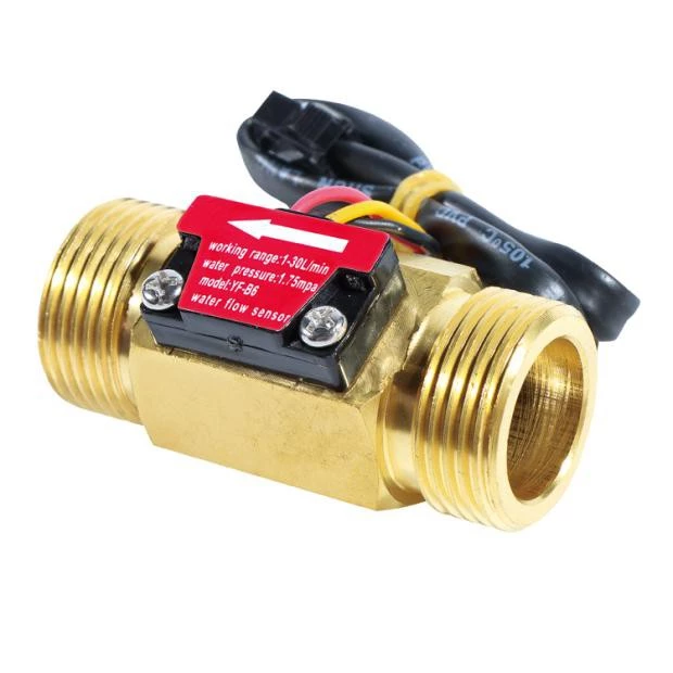 Water Flow Sensor Control Meter Flowmeter Cairan 3/4 Kuningan 1-30L/m - Slide 1