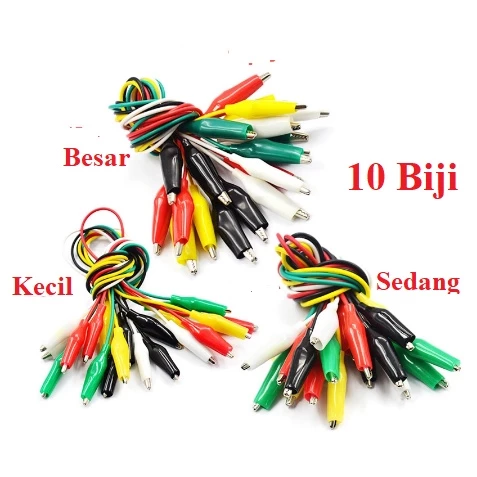 Penjepit Jepitan Jumper buaya Aligator Crocodile Clip Cable Warna Warni Set Isi 10 Kabel - Slide 1