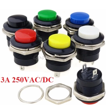 tombol Saklar push on Reset Switch Button On R13 507 R13-507 DC AC 125V 6A 250V 3A Momentary SPST - Slide 1