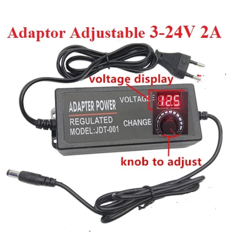 Adaptor Adjustable 3-24v DC 2A Power Supply regulator Switching Display LED Voltmeter Universal - Slide 1