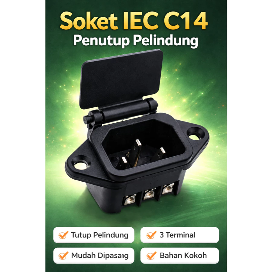 Soket Power Listrik AC 3 Pin 220v Tutup Pelindung 3 Pin Per Anti Debu Percikan Air Socket Cover IEC 320 - Slide 1