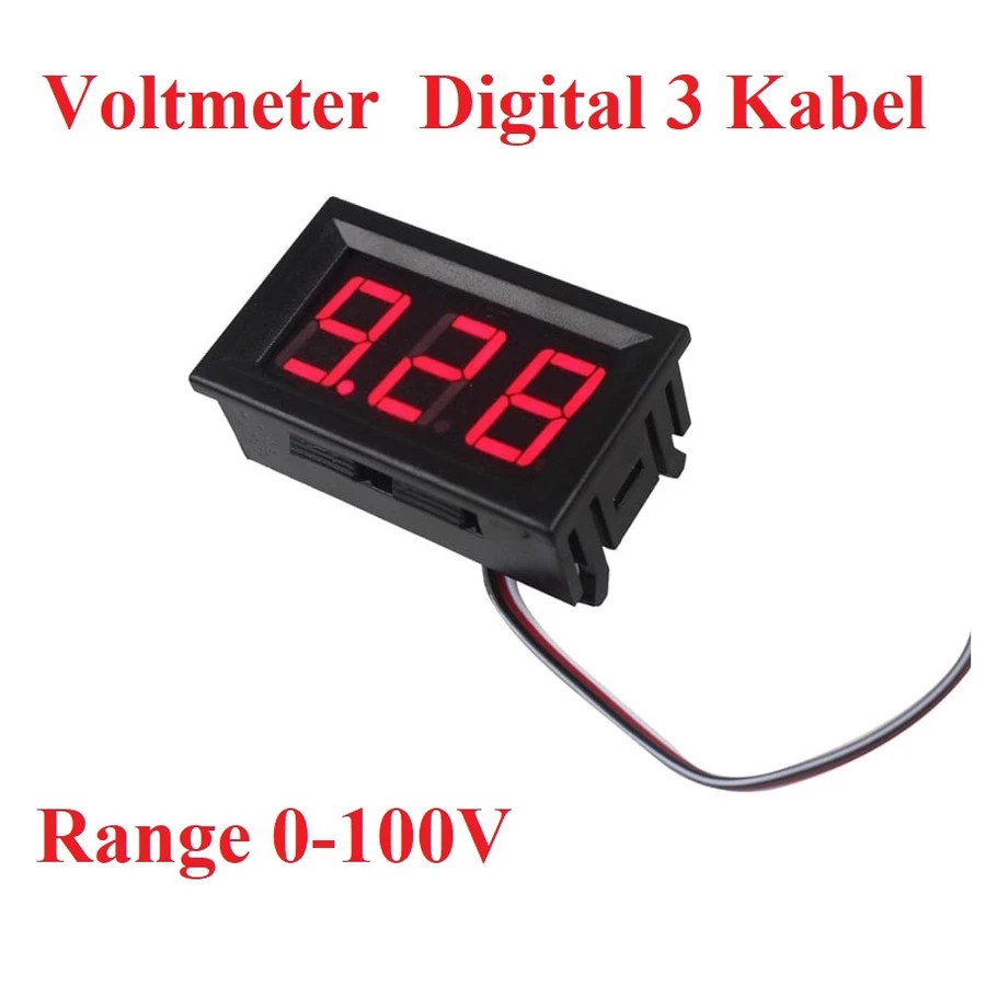 Voltmeter Digital Lengkap Frame 0-30 V DC RED 0.56 3 Kabel Display - Slide 1