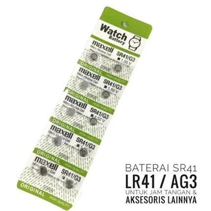 Baterai Batre Battery Lithium Jam Kancing bulat AG3 LR41 SR41 Maxell LR 41 AG 3 SR 41 - Slide 1