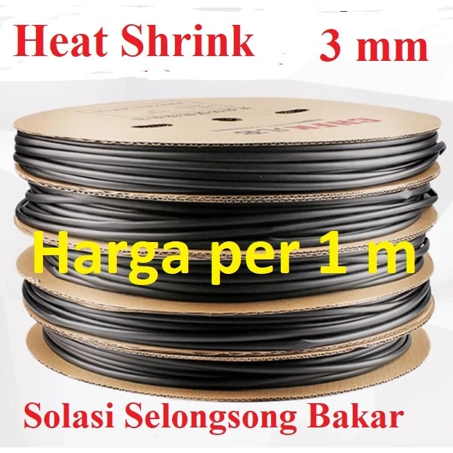 Heatshrink Heat Shrink Selang Tube Selonsong Selang Bakar 3mm 3 mm - Slide 1