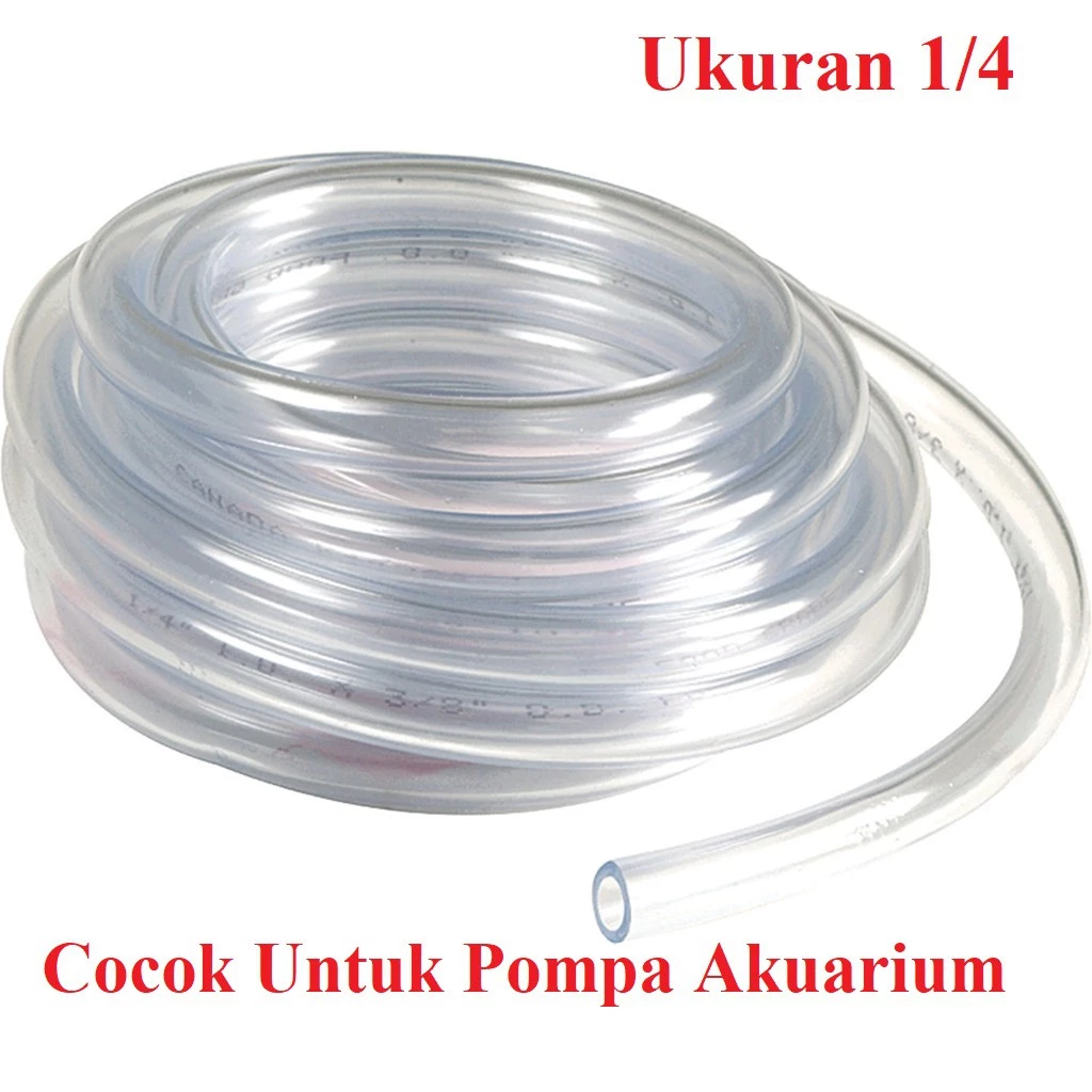 Selang PVC transparant bening Air dan Angin Pompa Hisap Celup Aerator 1/4 Inchi - Slide 1