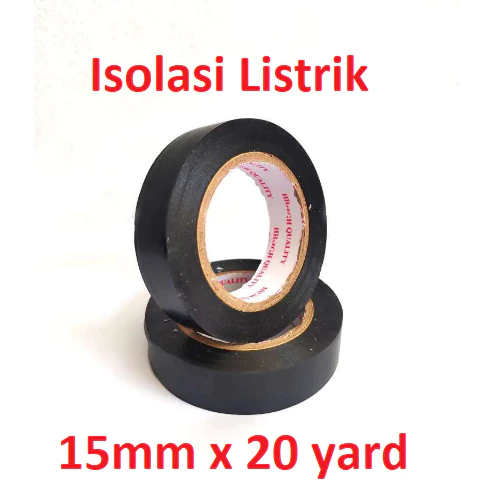 Isolasi Solasi Selotip Listrik Lakban Kabel tape Hitam PVC 20 Yard - Slide 1