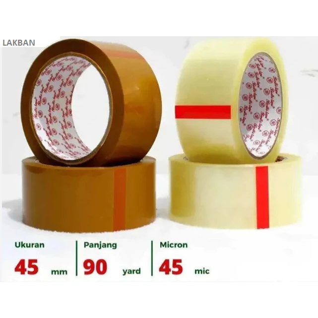 solasi Isolasi isolatip selotip lakban Tape Bening Coklat 45mm Lengket Kuat - Slide 1