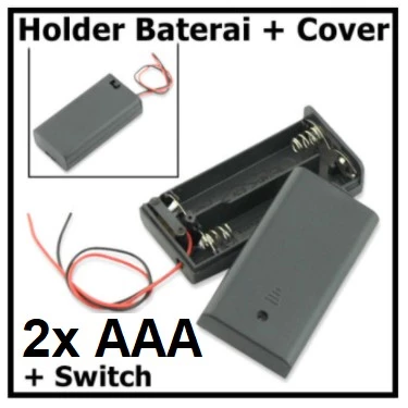 2x AAA Battery Holder Baterai Case Batere Box Kotak Tutup Saklar Kabel - Slide 1